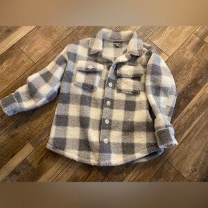Plaid Shirt Jacket in Gray and White